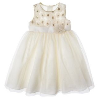 Rosenau Infant Toddler Girls Rosette Tulle Dress   White 18 M