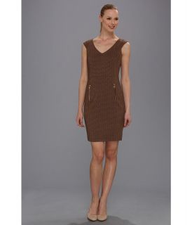 Anne Klein Herringbone Ponte Sheath Dress Womens Dress (Brown)