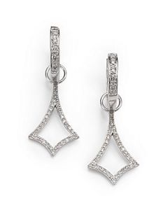 Pave Diamond & 14K White Gold Kite Convertible Drop Earrings   White