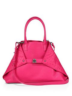 Akris Ai Ostrich Leather Small Satchel   Pink
