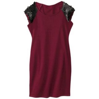 Mossimo Womens Faux Leather Disc Ponte Dress   Red/Black M