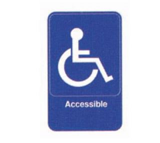 Tablecraft 6 x 9 in Sign, Accessible w/Handicapped Symbol, Blue and White