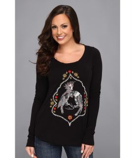 Lucky Brand Toucan Embroidered Tee Womens Long Sleeve Pullover (Multi)