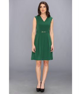 Ellen Tracy Cap Sleeve Career Dress Womens Dress (Green)