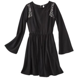 Xhilaration Juniors Lace Inset Fit & Flare Dress   Black M(7 9)