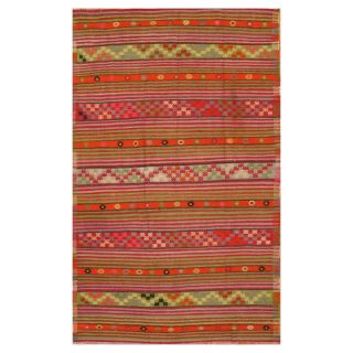 Apadana INC Vintage Striped Multi Color Rug   5.5 x 9 ft. Multicolor   10220714