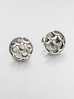 John Hardy Sterling Silver Button Earrings   Silver