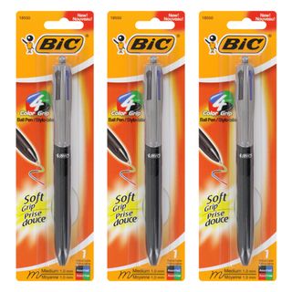 Bic 4 color Soft Grip Retractable Medium Ballpoint Pen (pack Of 3)