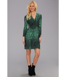 BCBGMAXAZRIA Adele Printed Wrap Dress FEX6Y094 Womens Dress (Green)