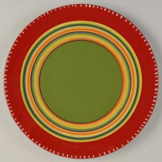 Hot Tamale Dinner Plate, Fine China Dinnerware   Red,Orange,Green,Yellow,Stripes