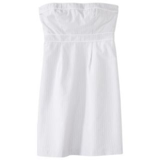 Merona Womens Seersucker Strapless Dress   Grey/White   10