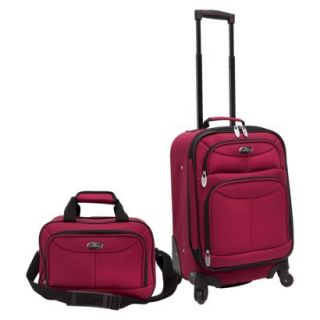 U.S. Traveler 2 Piece Carry On Spinner Luggage Set (Maroon)