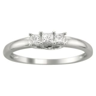 14K White Gold 1/4ctw 3 Stone Princess cut Diamond Ring (HI, I1) Size 7.5