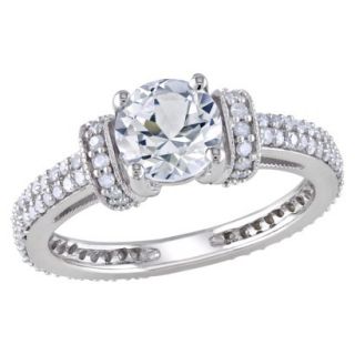 10k White Gold 1/2 Carat Diamond And White Sapphire Engagement Ring (Size 6)