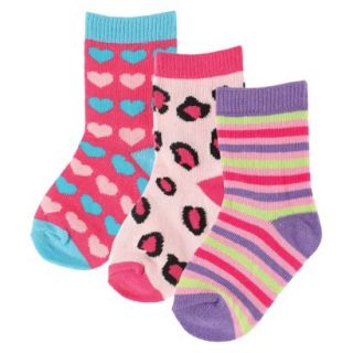 Luvable Friends Infant Girls 3 Pack Socks   Pink/Purple 0 6 M