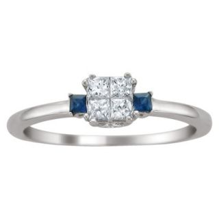 14K White Gold 1/4ct TDW Princess cut Diamond and Sapphire Ring (GH, I1 I2)