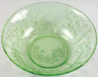 Federal Glass  Sharon Green Large Fruit Bowl   Green Depression Glass