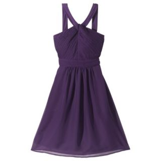 TEVOLIO Womens Halter Neck Chiffon Dress   Shiny Plum   8