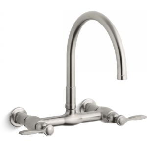 Kohler K 6132 4 VS Parq Wall Mount Bridge Kitchen Sink Faucet