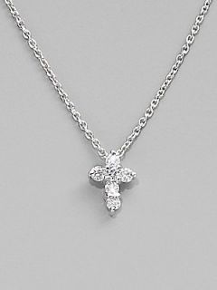 Roberto Coin Diamond & 18k White Gold Baby Cross Necklace   White Gold