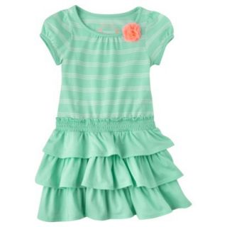 Cherokee Infant Toddler Girls Knit Stripe Dress   Mint 2T