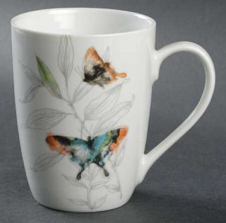 Mikasa Garden Butterfly Mug, Fine China Dinnerware   Butterflies,Leaves,Rim,Smoo