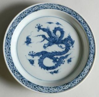 Fitz & Floyd Flying Dragon Dessert/Pie Plate, Fine China Dinnerware   Blue Drago