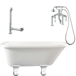 Giagni LB3 PC Brighton Roll Top Tub with Cannonball Feet, Drain, Supply Lines &