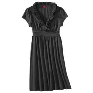 Merona Womens Cap Sleeve Ruffle Dress   Black   XS