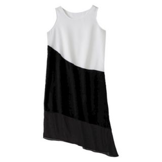 Mossimo Womens Asymmetrical Midi Dress   White/Black XL
