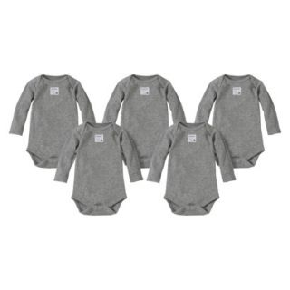 Burts Bees Baby Newborn Neutral 5 Pack Long sleeve Bodysuit   Grey 6 9 M