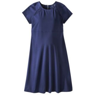 Liz Lange for Target Maternity Short Sleeve Lace Inset Ponte Dress   Blue XL