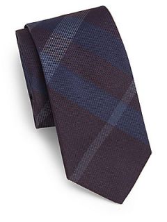 Burberry London Silk Check Print Tie   Sapphire