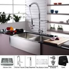 Kraus KHF20336KPF1602KSD30CH 36 inch Farmhouse Double Bowl Stainless Steel Kitchen Sink with Chrome Kitchen Faucet and Soap Dispenser