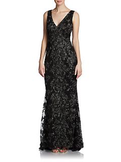 Sleeveless Lace Gown   Black Pewter