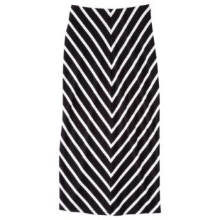 Mossimo Womens Knit Midi Skirt   Black/White Stripe XXL