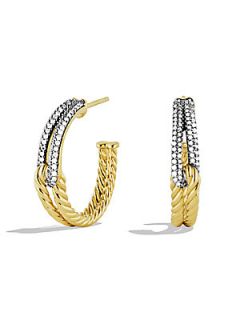 David Yurman 18K Yellow Gold & Diamond Hoop Earrings/1.2   Gold