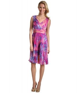 Suzi Chin for Maggy Boutique S/S V Neck Dress With Pleat Skirt Womens Dress (Purple)