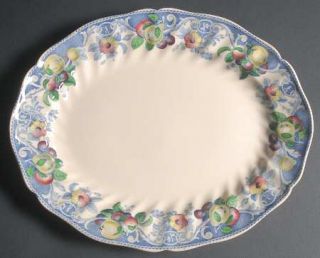 Royal Doulton Pomeroy Blue Multicolor 15 Oval Serving Platter, Fine China Dinne