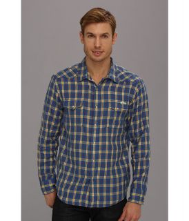 Lucky Brand Blue Ridge Plaid Western Shirt Mens Long Sleeve Button Up (Blue)