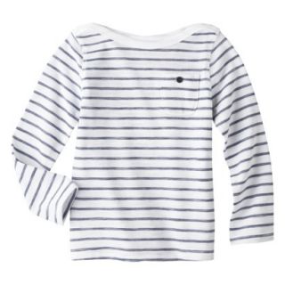 Cherokee Infant Toddler Girls Striped Long Sleeve Tee   Fresh White 2T