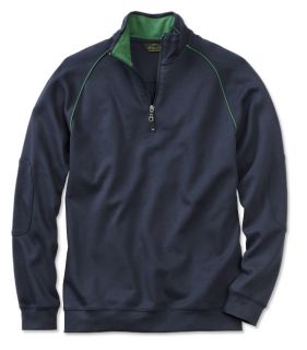 Pima Interlock Quarter zip Long sleeved Shirt, Navy, Large
