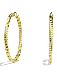 David Yurman Cable Classics Large Hoop Earrings in Gold   Gold