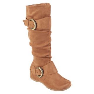 Womens Bamboo By Journee Slouchy Buckle Boots   Camel 8W