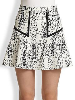 Parker Contrast Trimmed Printed Stretch Jersey Skirt   Black Splatter
