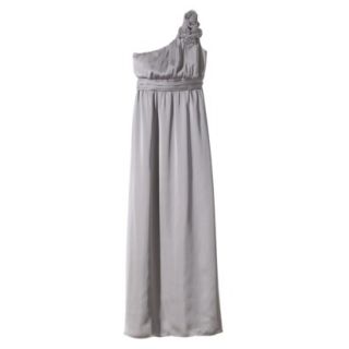 TEVOLIO Womens Satin One Shoulder Rosette Maxi Dress   Cement Gray   12