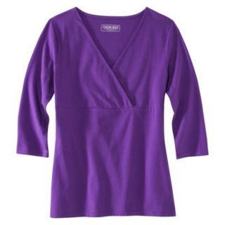 Womens Double Layer 3/4 Sleeve Tee   Royal Purple   XXL