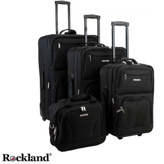 Rockland 4 piece Black Expandable Luggage Set
