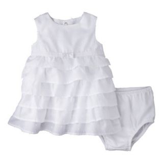Cherokee Newborn Infant Girls Sleeveless A Line Dress   White 3 6 M