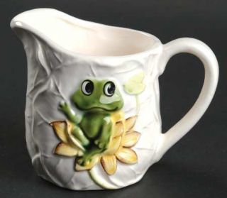  Frog Family Creamer, Fine China Dinnerware   Green Frogs & Band, Yellow/Bl